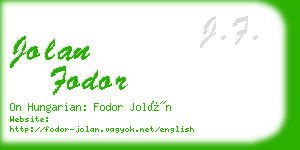 jolan fodor business card